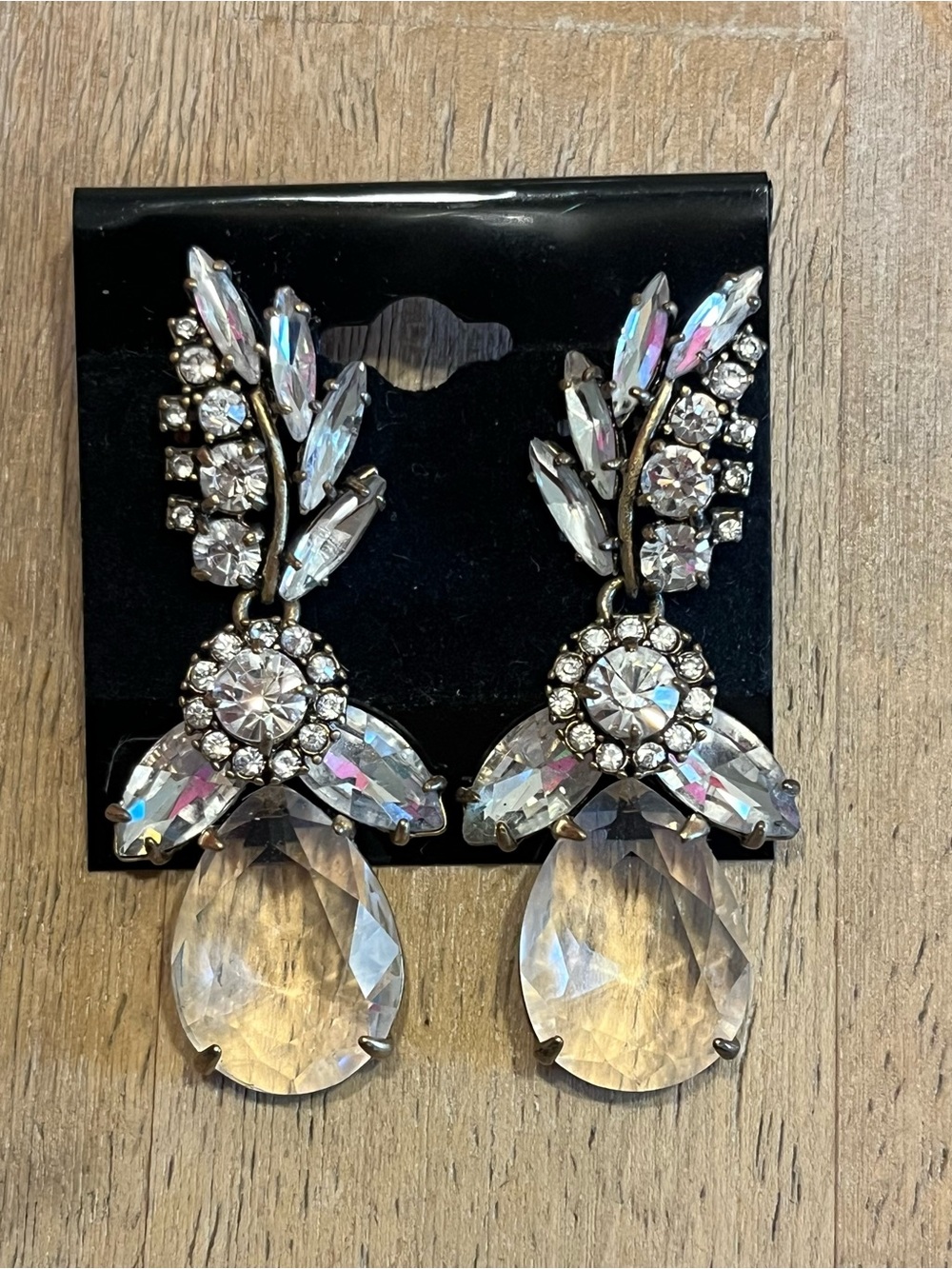J. Crew Sparkling Crystal Teardrop Statement Earrings - Clear
